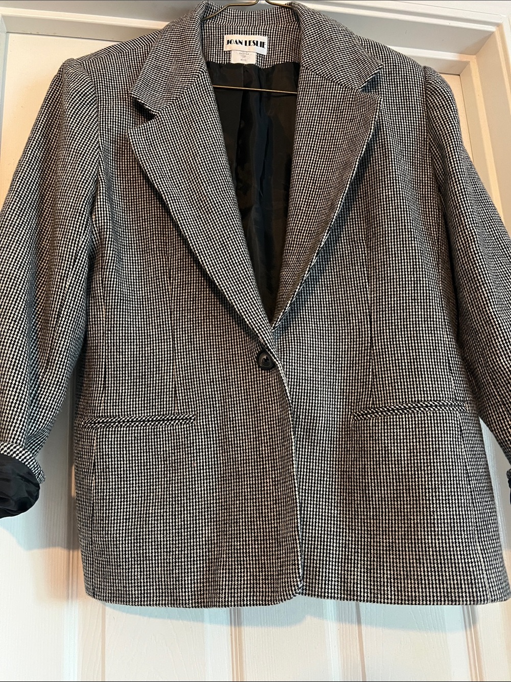 Joan Leslie Black and White Houndstooth Blazer